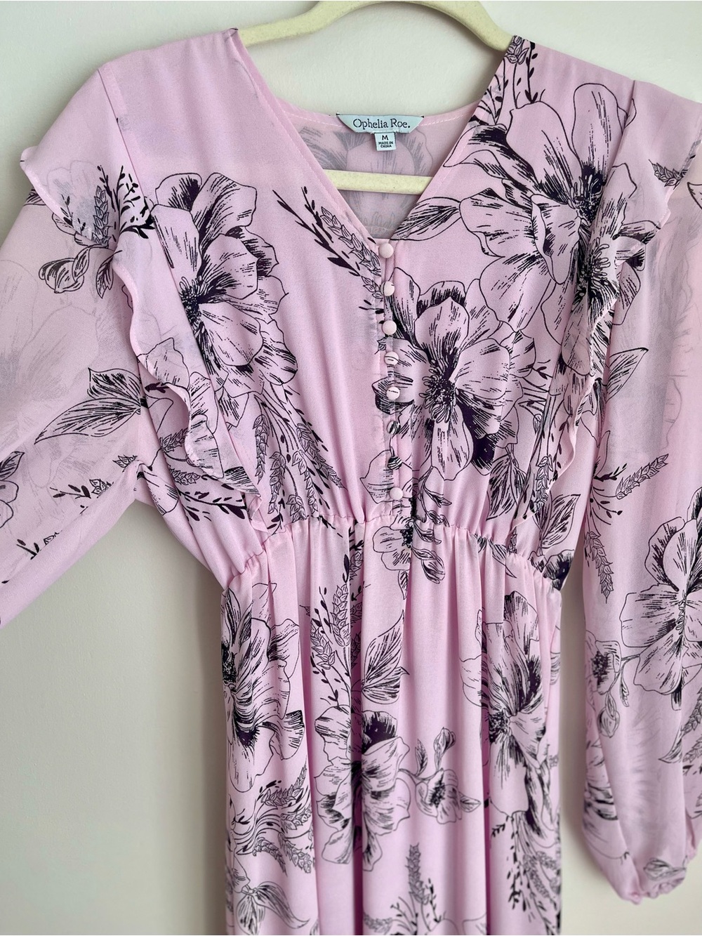 Ophelia Rae Lavendar Floral Button-Front Maxi Dress